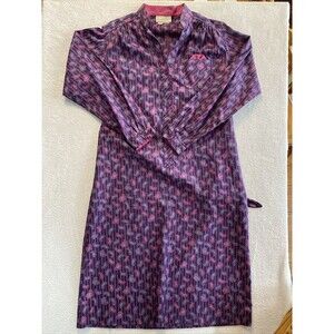 SCHRADER SPORTS NY Women's 12 Purple Paisley Long Sleeve Dress Mid Calf Vintage